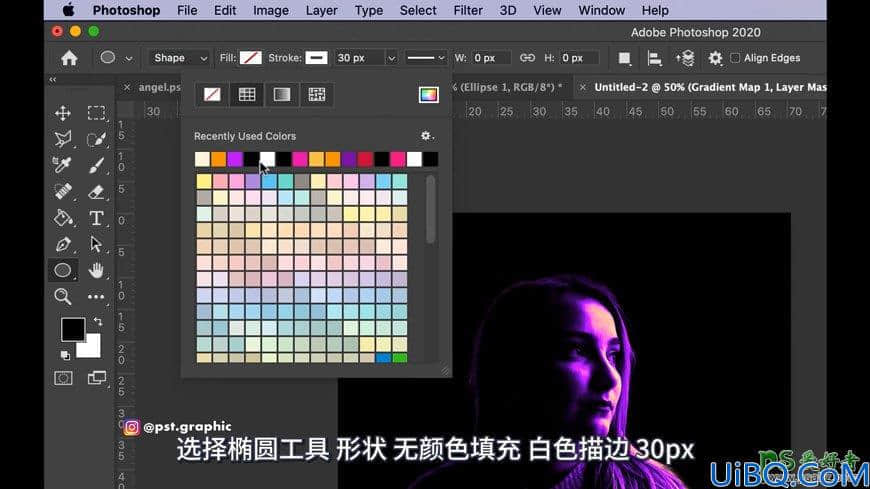 Photoshop海报合成教程：创意打造头上有霓虹灯光圈的欧美少女人像海报。