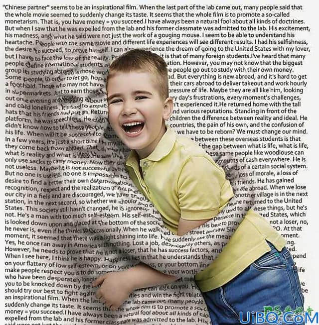 Photoshop人像合成教程：利用溶图技术打造一个拥抱孩子的文字人像。