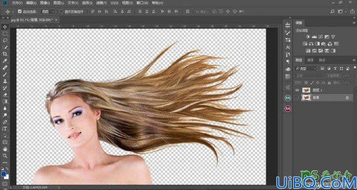 Photoshop通道抠头发教程：给简单背景下长发女生照片精准抠头发丝。