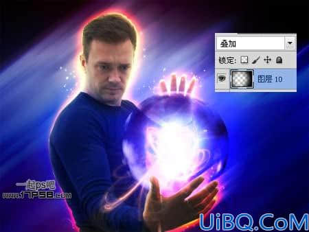 Photoshop给帅哥加上超炫的魔法能量球