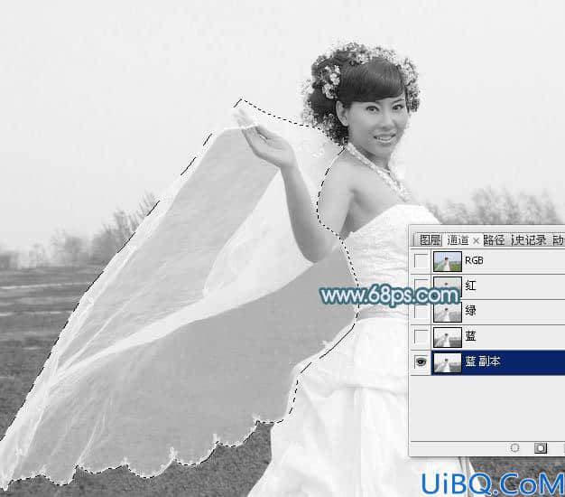 利用仿制图章及通道巧妙的抠出透明的婚纱