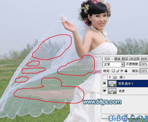 利用仿制图章及通道巧妙的抠出透明的婚纱