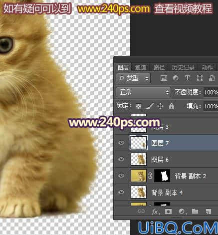 利用调整边缘抠出可爱的小猫