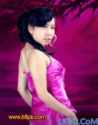Photoshop打造一幅紫色的古典美女图