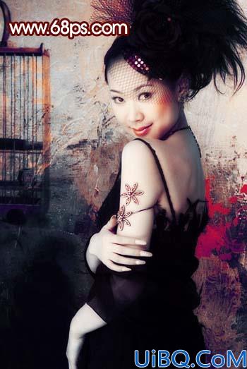 Photoshop调出人物照片古典暗红色