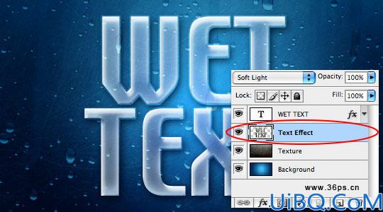 Photoshop制作超漂亮的蓝色水珠纹理字