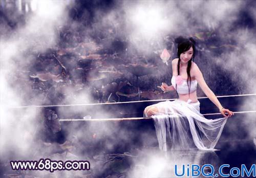 Photoshop打造秋色中的荷花仙子