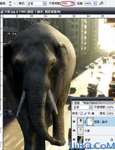 Photoshop合成游走在繁华都市的巨像