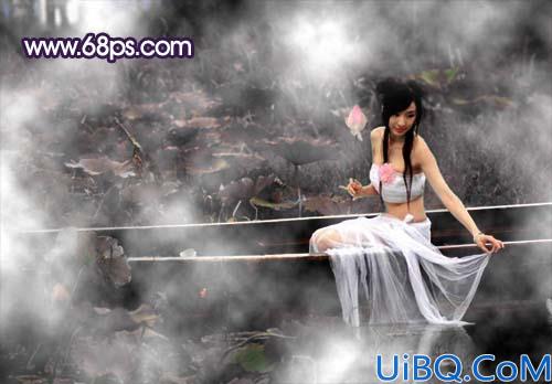 Photoshop打造秋色中的荷花仙子