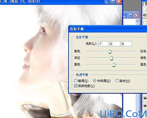 Photoshop打造漂亮的仿手绘白发美女