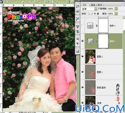 Photoshop调出偏暗婚片的甜蜜色彩