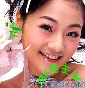 巧用通道选区给MM美容