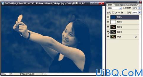 Photoshop制作玩镜的美女