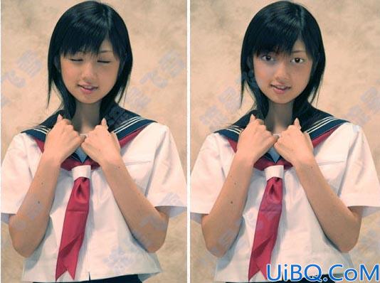 Photoshop让MM的眼睛睁开