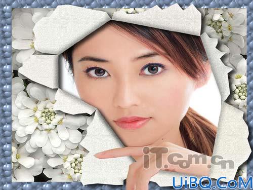 Photoshop制作美女破纸而出效果