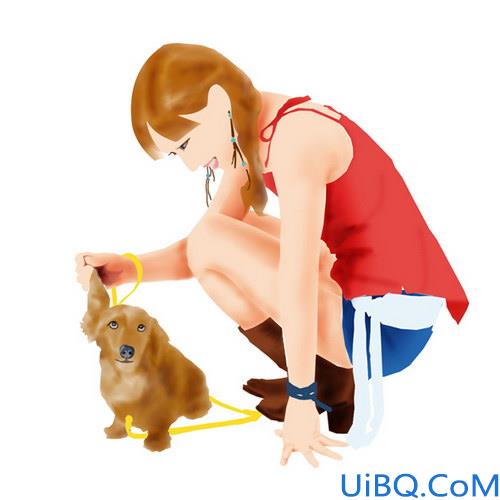 Photoshop鼠绘美女与小狗