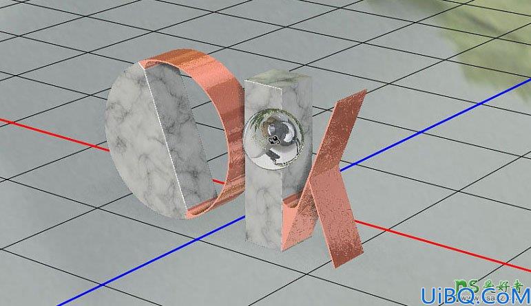 Photoshop字效教程：学习制作镶嵌金属的大理石立体字体。