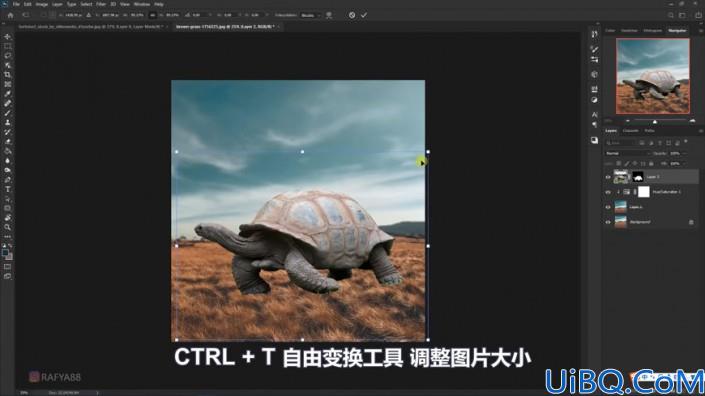 超现实合成，通过Photoshop合成乌龟背上的海洋和城堡的超现实场景