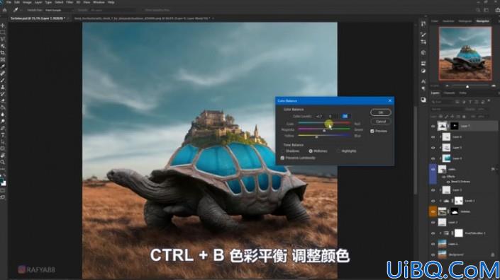 超现实合成，通过Photoshop合成乌龟背上的海洋和城堡的超现实场景