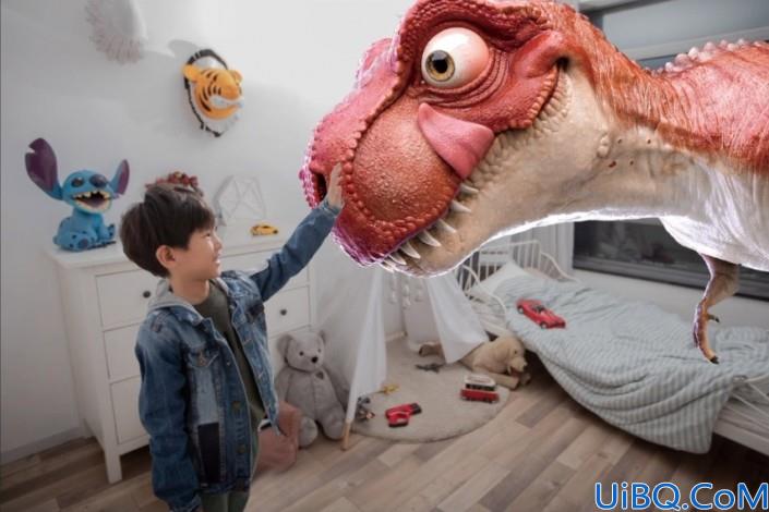 奇幻场景，在Photoshop中合成小男孩和恐龙合影