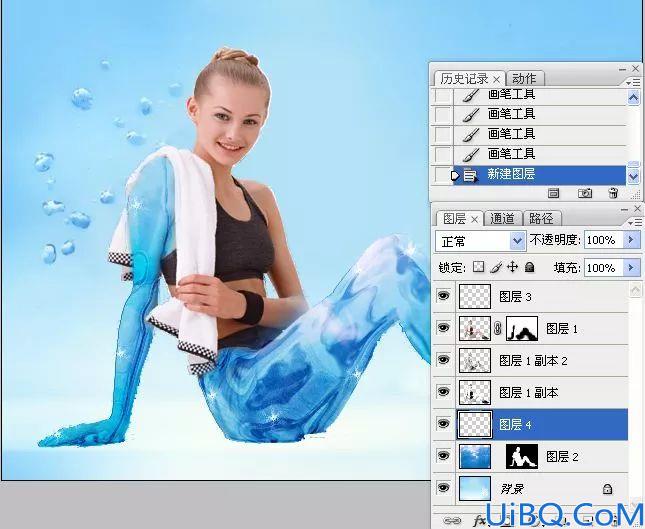 场景合成，通过Photoshop合成水下冰人的效果