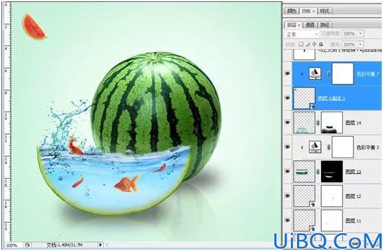 奇幻合成，通过Photoshop合成一个创意的西瓜鱼缸
