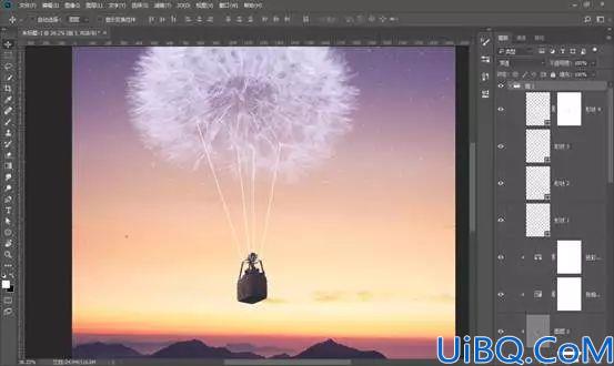 梦幻合成，通过Photoshop制作一张告白气球与蒲公英的约定的超现实场景