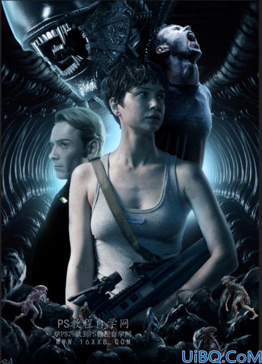 场景合成，用Photoshop合成电影《异形契约》暗黑魔幻场合