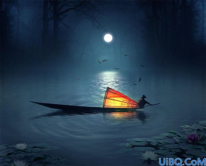 多图合成，用Photoshop合成渔舟唱晚的场景
