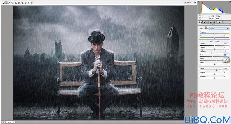 场景合成，合成雨中悲伤男子场景教程