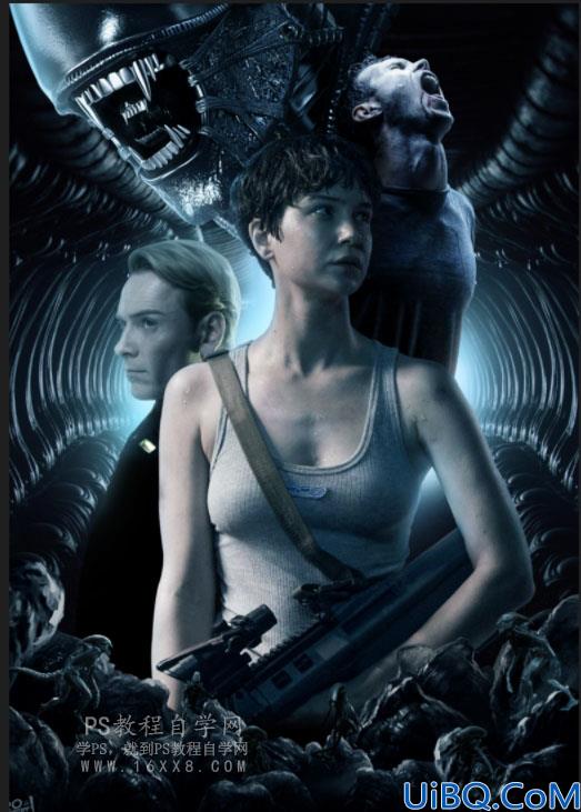 场景合成，用Photoshop合成电影《异形契约》暗黑魔幻场合