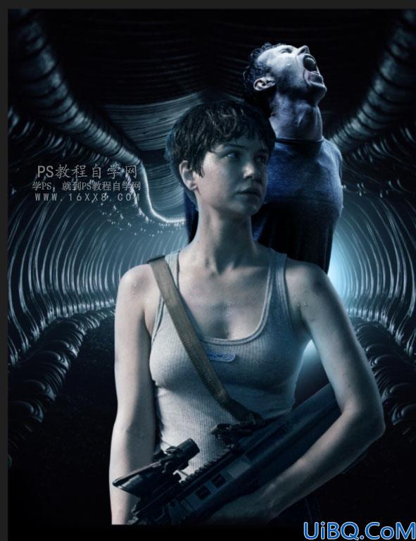 场景合成，用Photoshop合成电影《异形契约》暗黑魔幻场合