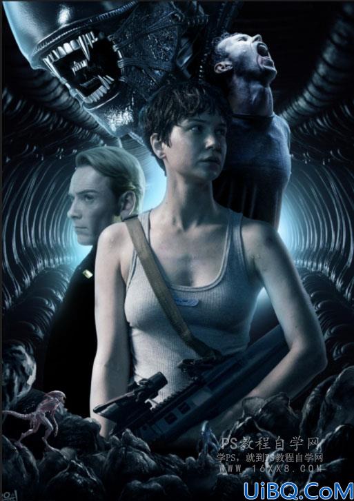 场景合成，用Photoshop合成电影《异形契约》暗黑魔幻场合