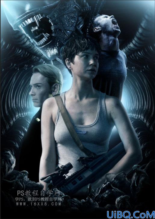 场景合成，用Photoshop合成电影《异形契约》暗黑魔幻场合