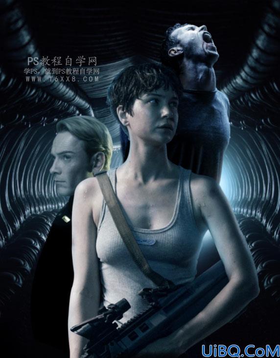 场景合成，用Photoshop合成电影《异形契约》暗黑魔幻场合