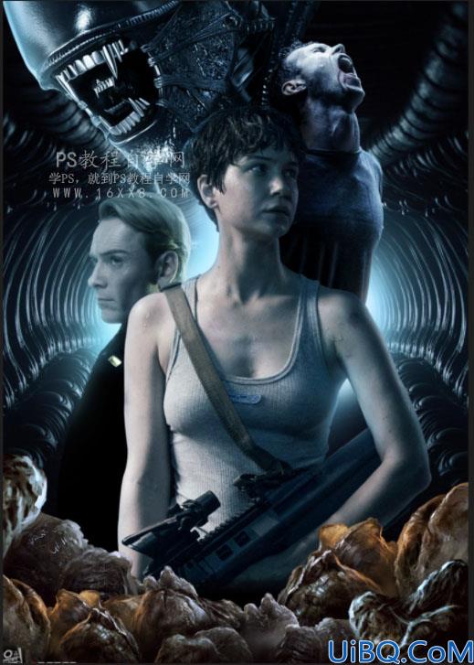 场景合成，用Photoshop合成电影《异形契约》暗黑魔幻场合