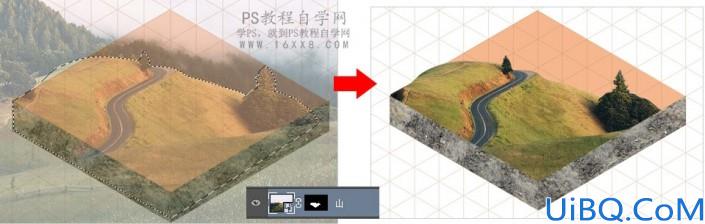 照片合成，用Photoshop和成一幅超现实的3D等距图标风景画