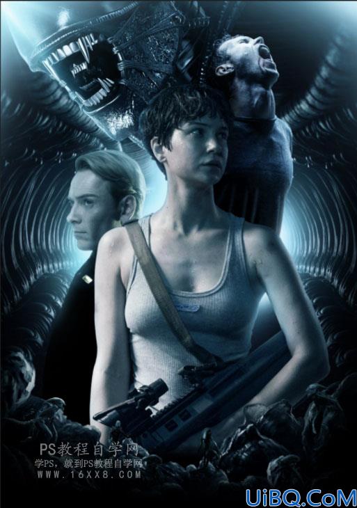 场景合成，用Photoshop合成电影《异形契约》暗黑魔幻场合