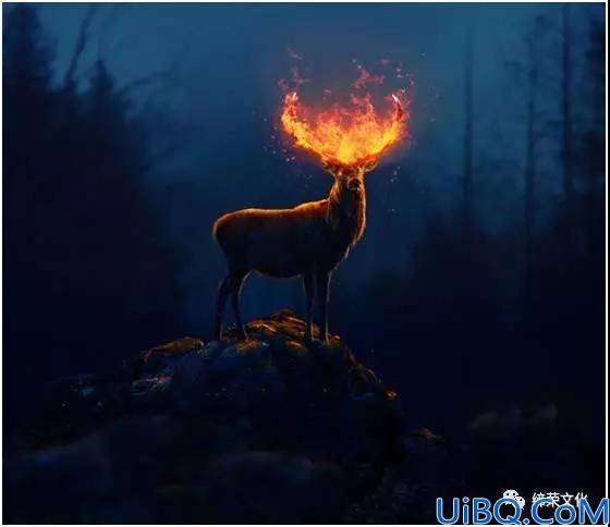 照片合成，用Photoshop合成一个梦幻火焰鹿