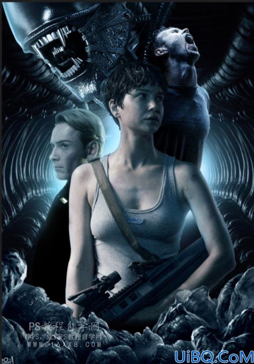 场景合成，用Photoshop合成电影《异形契约》暗黑魔幻场合
