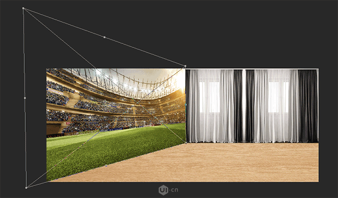 出屏效果，用Photoshop合成超现实的收看足球实况现场
