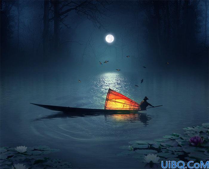 多图合成，用Photoshop合成渔舟唱晚的场景