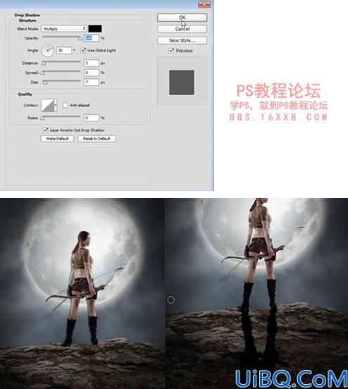 场景合成，合成夜幕下的女弓箭手场景教程