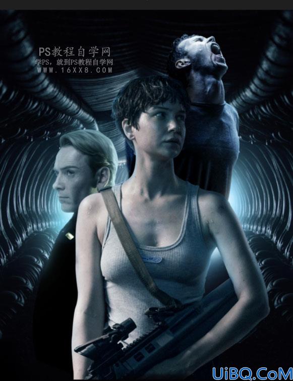 场景合成，用Photoshop合成电影《异形契约》暗黑魔幻场合