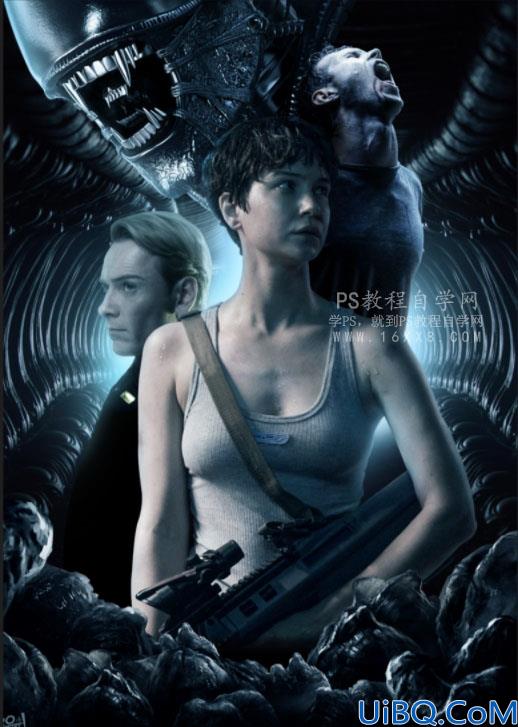 场景合成，用Photoshop合成电影《异形契约》暗黑魔幻场合