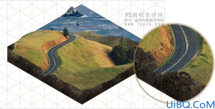 照片合成，用Photoshop和成一幅超现实的3D等距图标风景画