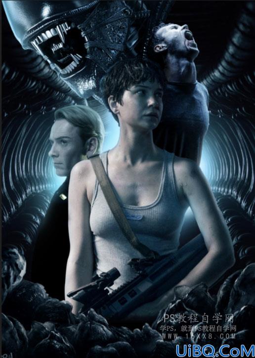 场景合成，用Photoshop合成电影《异形契约》暗黑魔幻场合