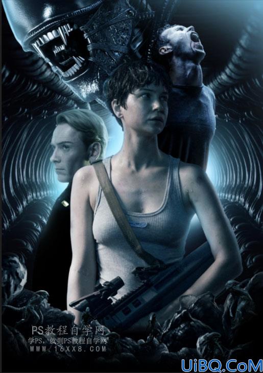 场景合成，用Photoshop合成电影《异形契约》暗黑魔幻场合