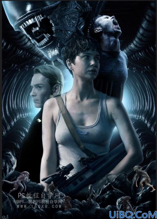 场景合成，用Photoshop合成电影《异形契约》暗黑魔幻场合