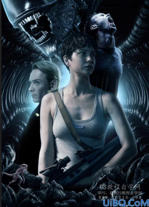 场景合成，用Photoshop合成电影《异形契约》暗黑魔幻场合